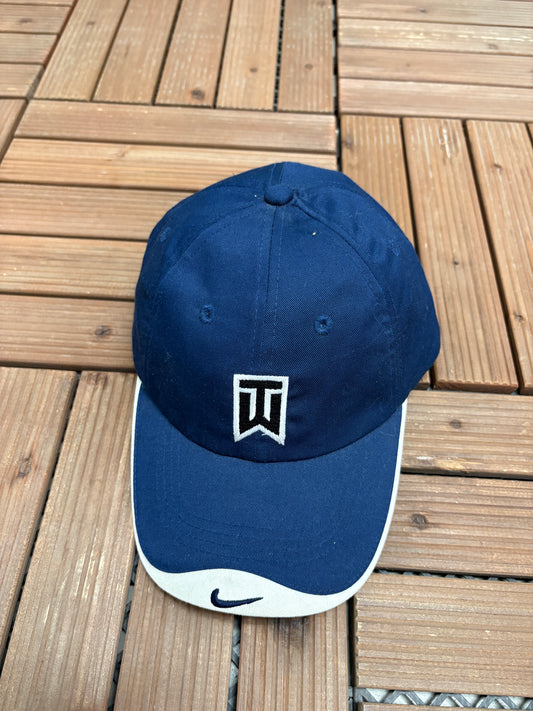 Tiger Woods Nike Embroidered Graphic Hat | Metal Clasp | Vintage 2000s Branded Golf Blue Cap |