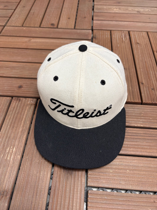 Titleist x Footjoy Embroidered Graphic Hat | Size 7 1/4 | Vintage 1990s Golf Branded White Cap |