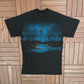 Soaring Bald Eagle Graphic Tee | Size X-Large | Vintage 1990s Animal Black Henley T-Shirt |