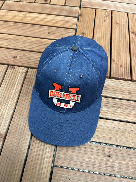 Cornell Big Red Embroidered Graphic Hat | Snap Back | Vintage 1990s College Blue Cap |