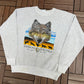 American Heritage Grey Wolf Graphic Sweater | Size X-Large | Vintage 1990s Animal Grey Sweater |