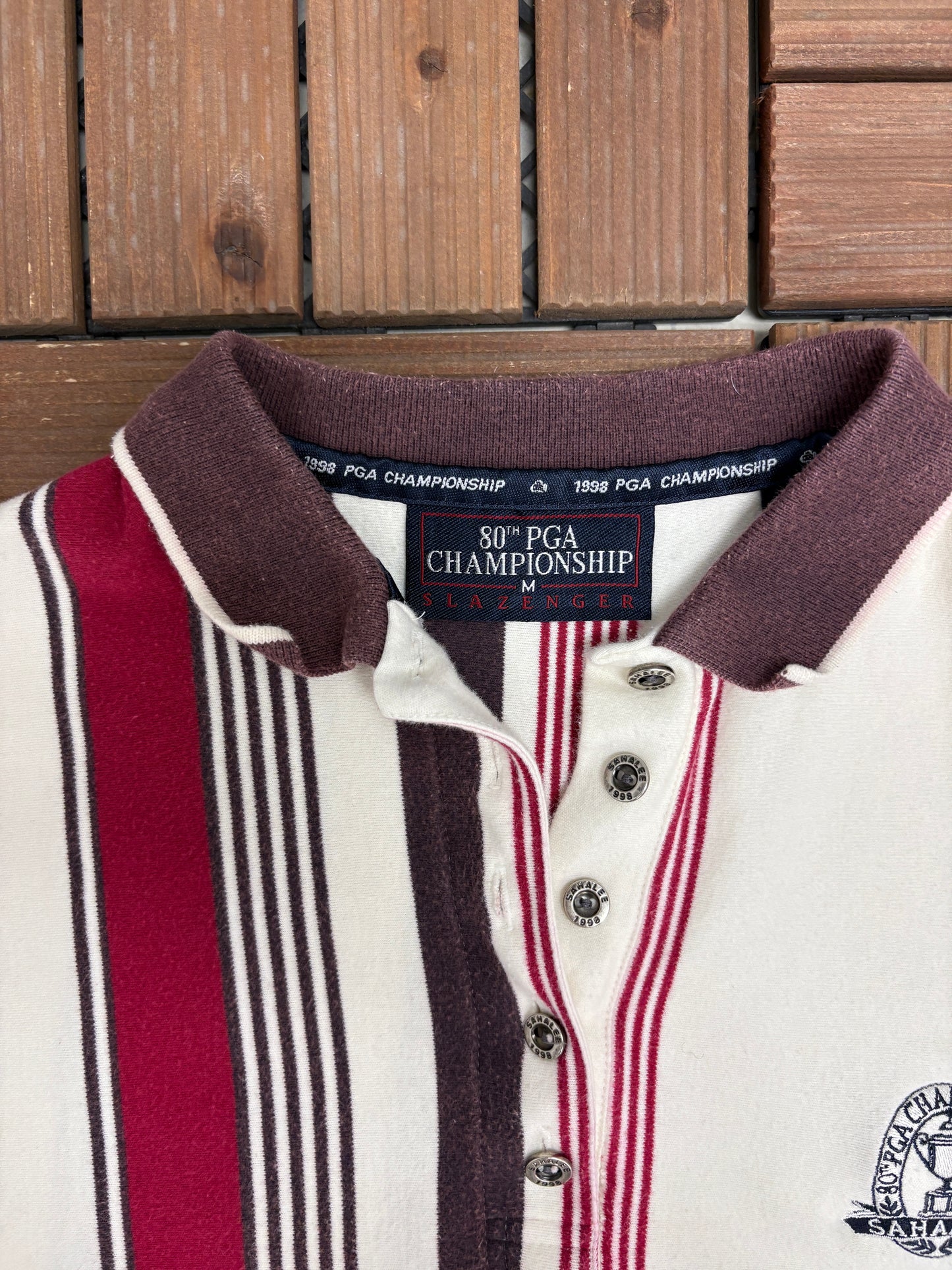 1998 PGA Championship Sahalee Golf Shirt | Size Medium | Vintage 1990s White Collared T-Shirt |
