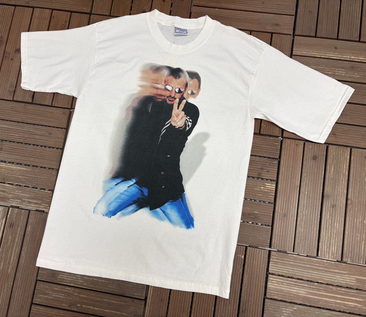 Ringo & His New All-Starr Band Tour 2001 Graphic Tee | Size Large | Vintage 2000s Rock Band Music White T-Shirt |