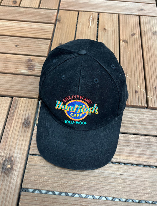 Hard Rock Cafe Hollywood Graphic Hat | Snap Back | Vintage 1990s Tourist Promotional Cap |