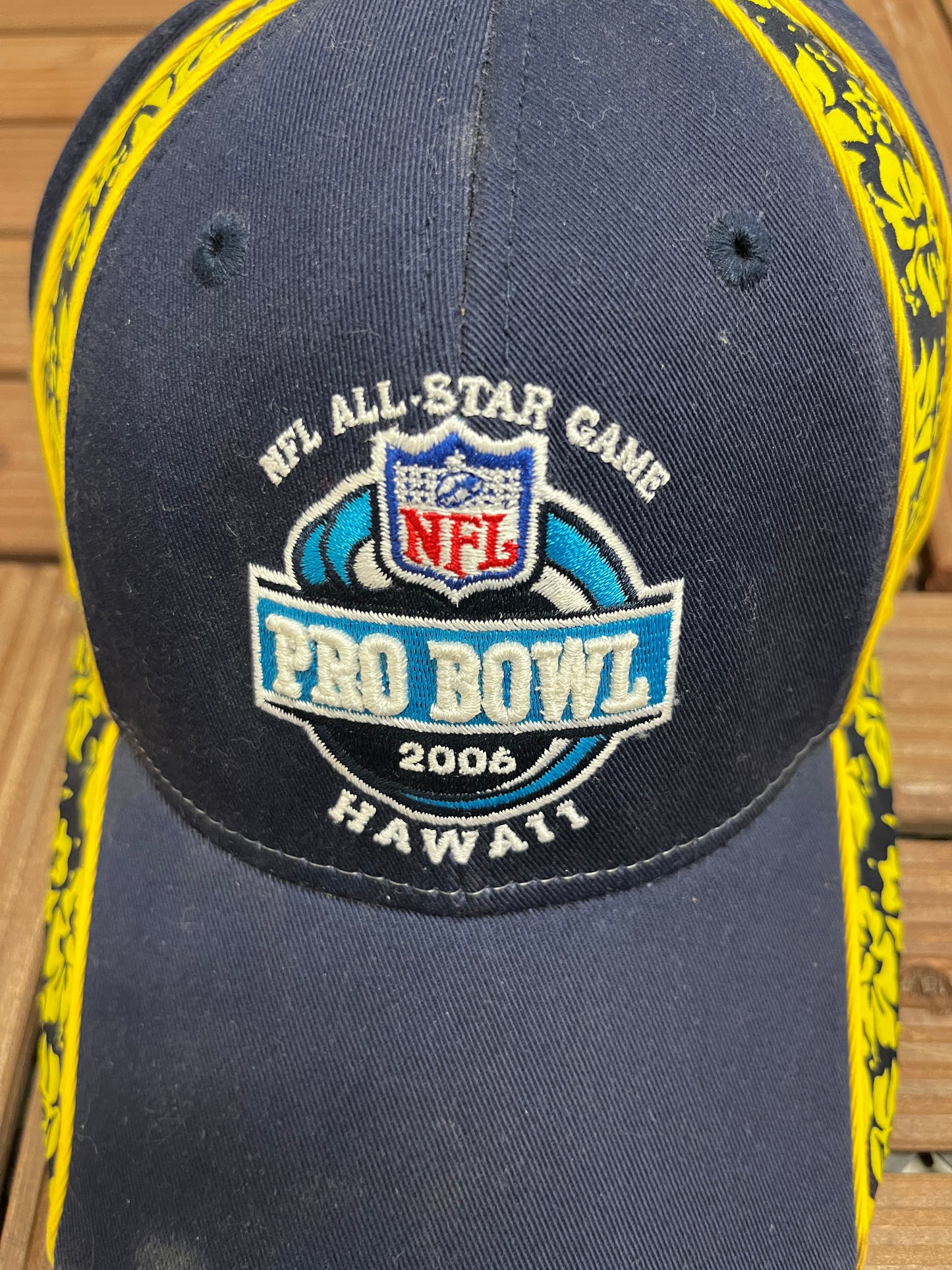 NFL All-Star Game Pro Bowl 2006 Hawaii Graphic Hat | Strap Back | Vintage 2000s NFL Football Blue Cap |