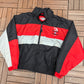 Dale Earnhardt Graphic Puffer Jacket | Size X-Large | Vintage 1990s NASCAR Racing Black Coat |