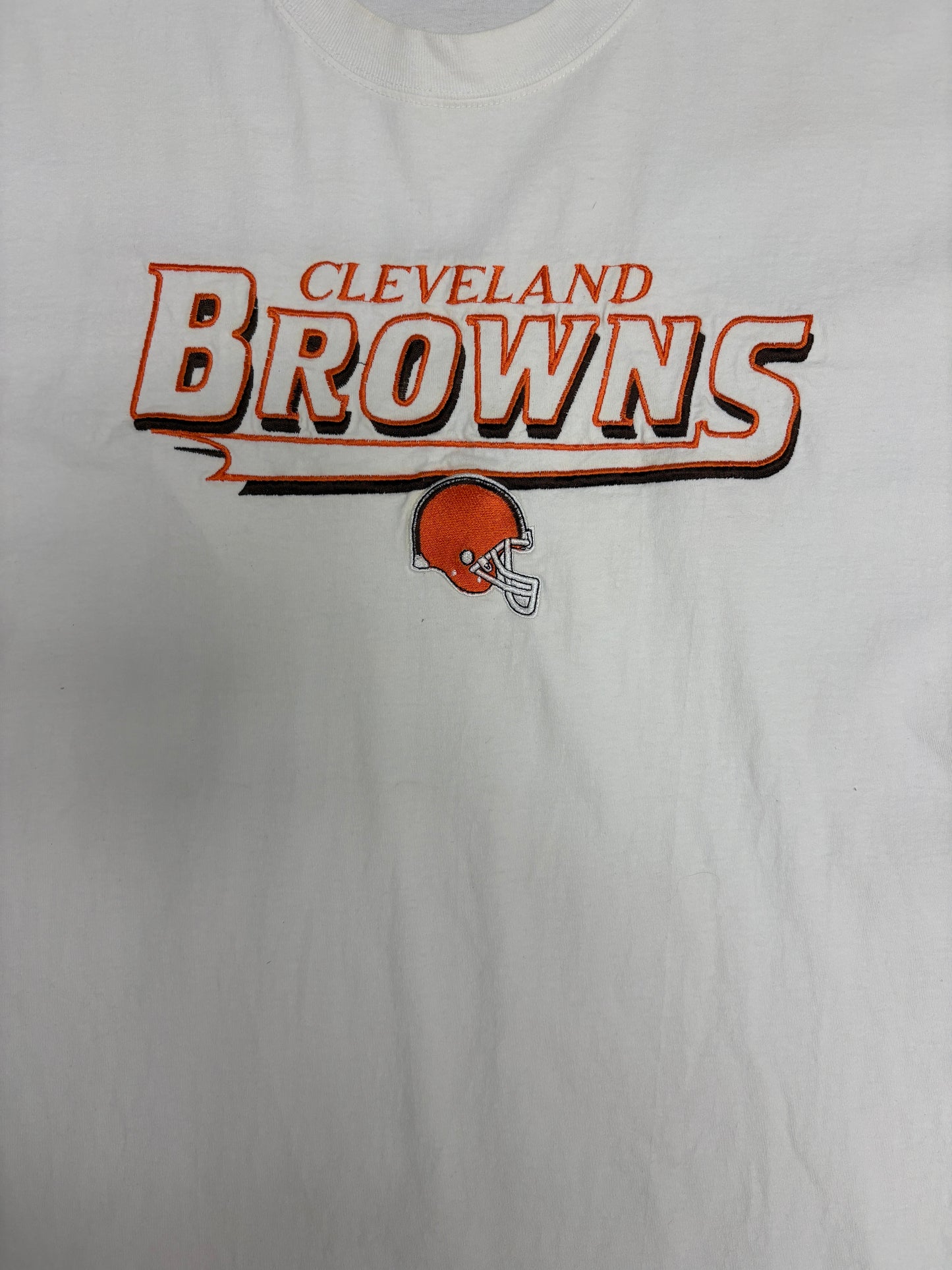 Cleveland Browns Stitched Graphic Tee | Size X-Large | Vintage 1990s NFL Football White T-Shirt |