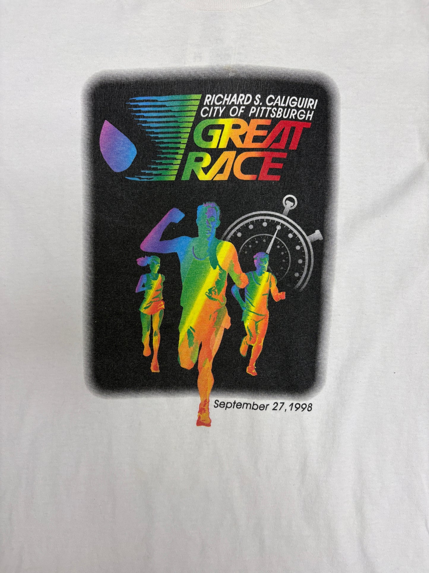 City Of Pittsburgh Great Race Graphic Tee | Size Medium | Vintage 1990s Marathon Long Sleeve T-Shirt |