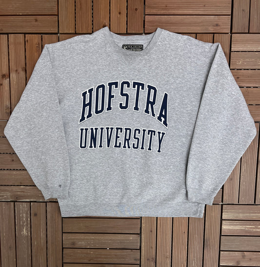 Hofstra University Pride Graphic Crewneck | Size Large | Vintage 2000s College Sports Grey Sweater |