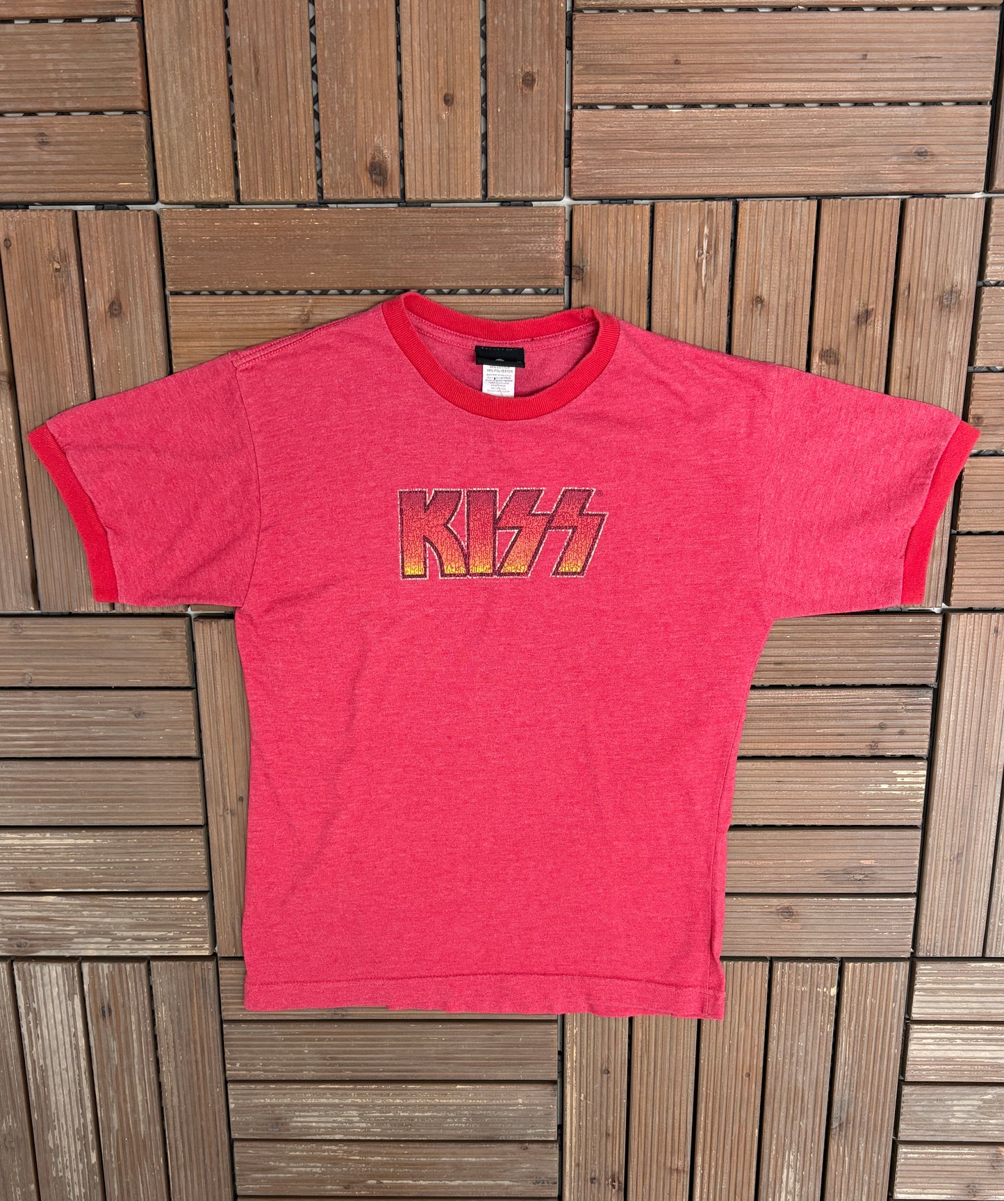 Kiss Rock Band Graphic Tee | Size Youth Large | Vintage 1990s Rock Band Promotional Red T-Shirt |