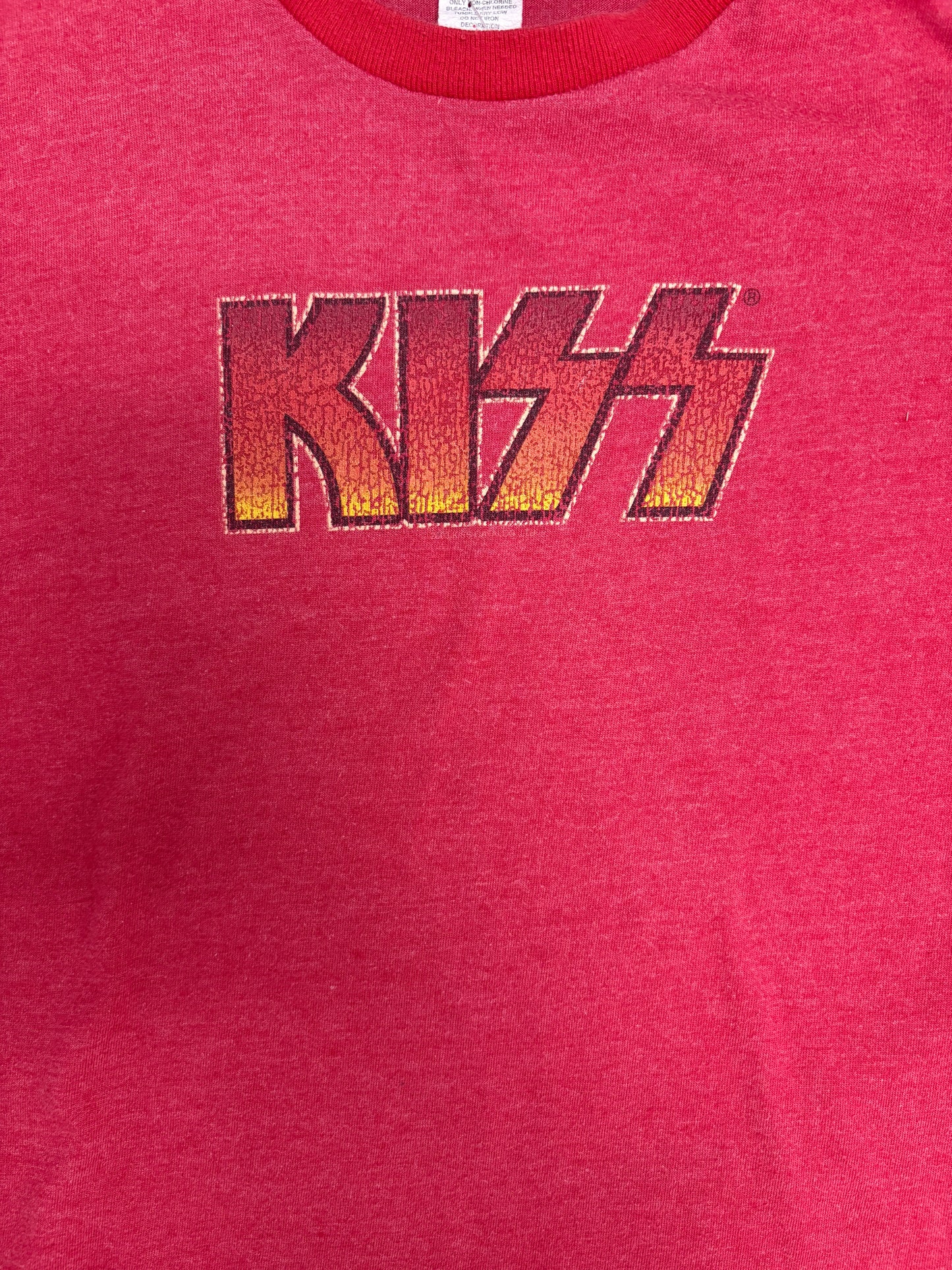Kiss Rock Band Graphic Tee | Size Youth Large | Vintage 1990s Rock Band Promotional Red T-Shirt |