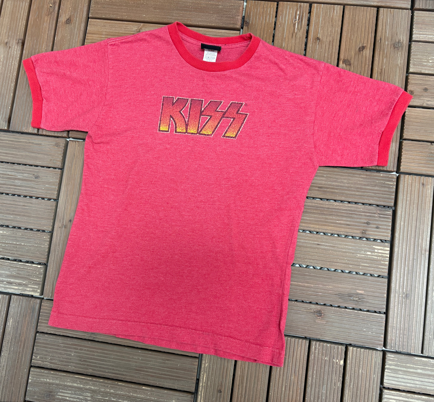 Kiss Rock Band Graphic Tee | Size Youth Large | Vintage 1990s Rock Band Promotional Red T-Shirt |