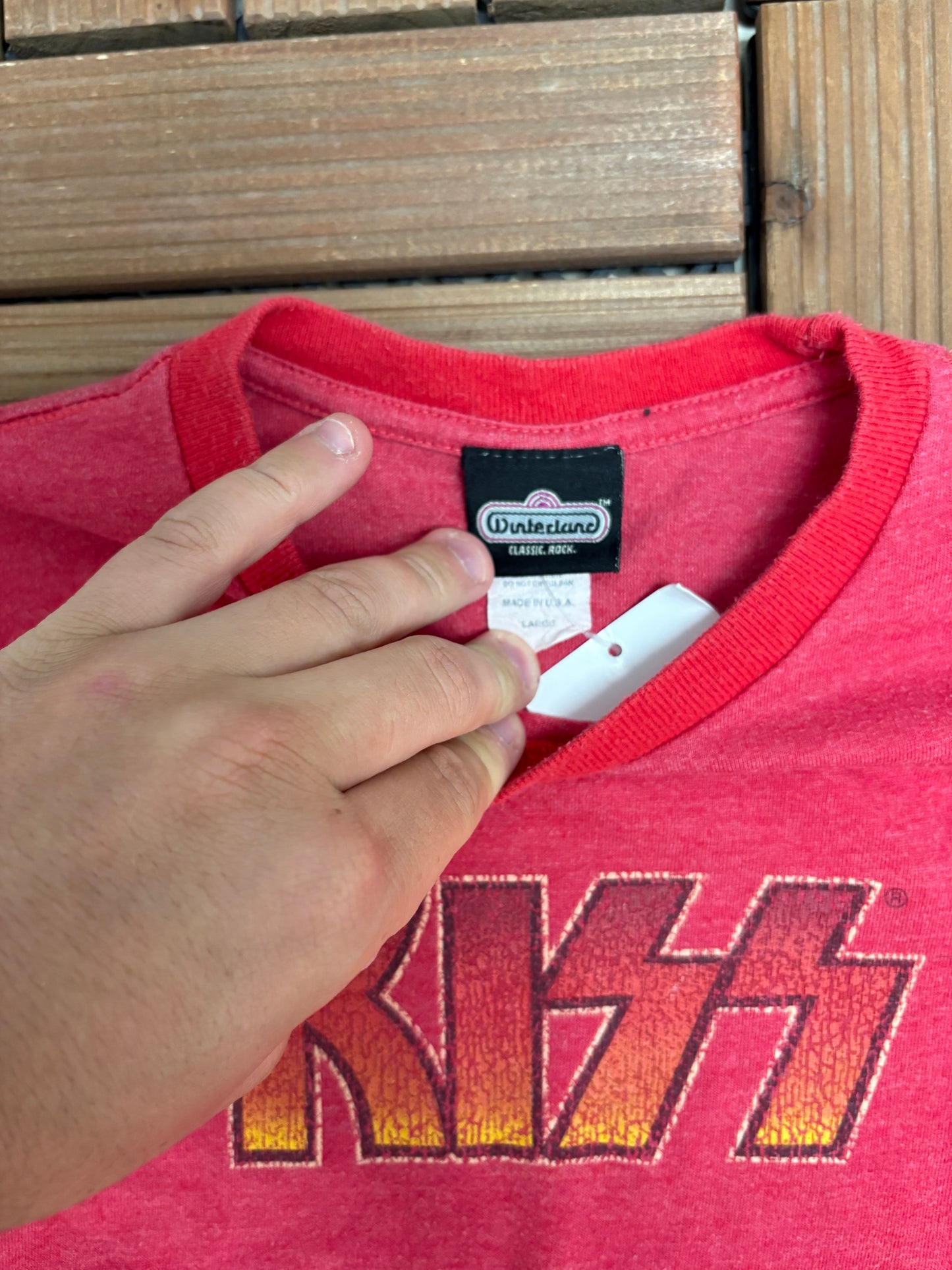 Kiss Rock Band Graphic Tee | Size Youth Large | Vintage 1990s Rock Band Promotional Red T-Shirt |
