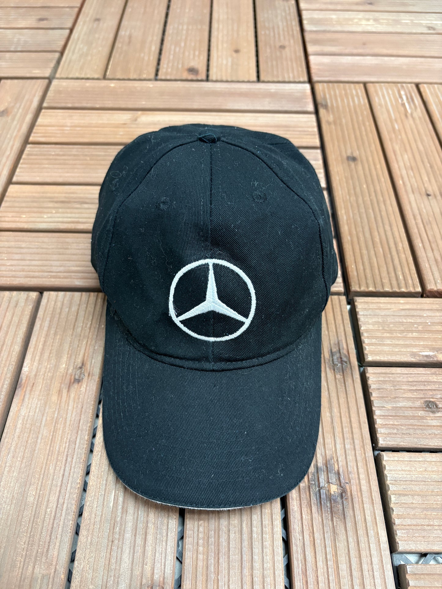 Mercedes-Benz Embroidered Graphic Hat | Metal Clasp | Vintage 2000s Car Promotional Black Cap |