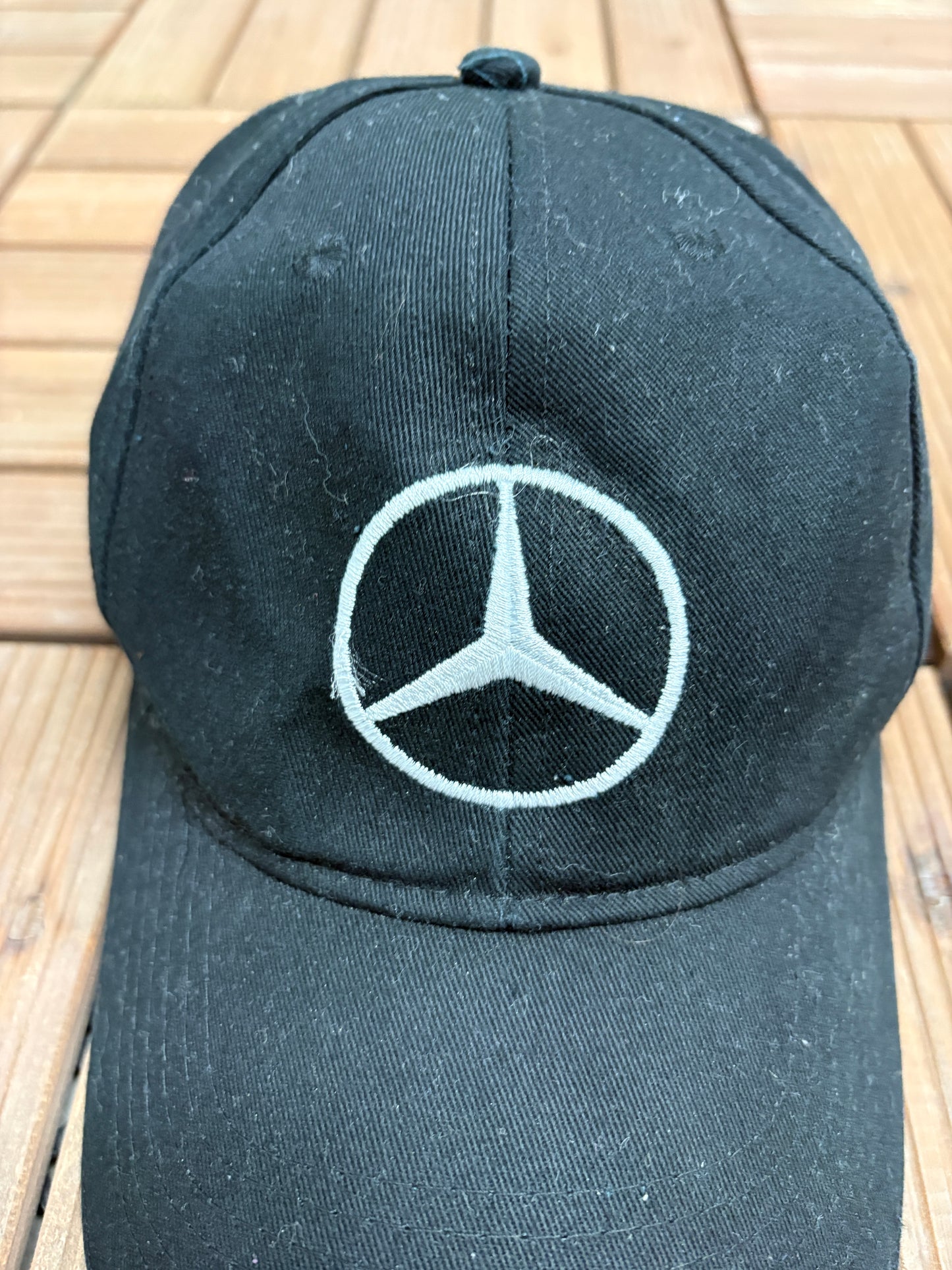 Mercedes-Benz Embroidered Graphic Hat | Metal Clasp | Vintage 2000s Car Promotional Black Cap |