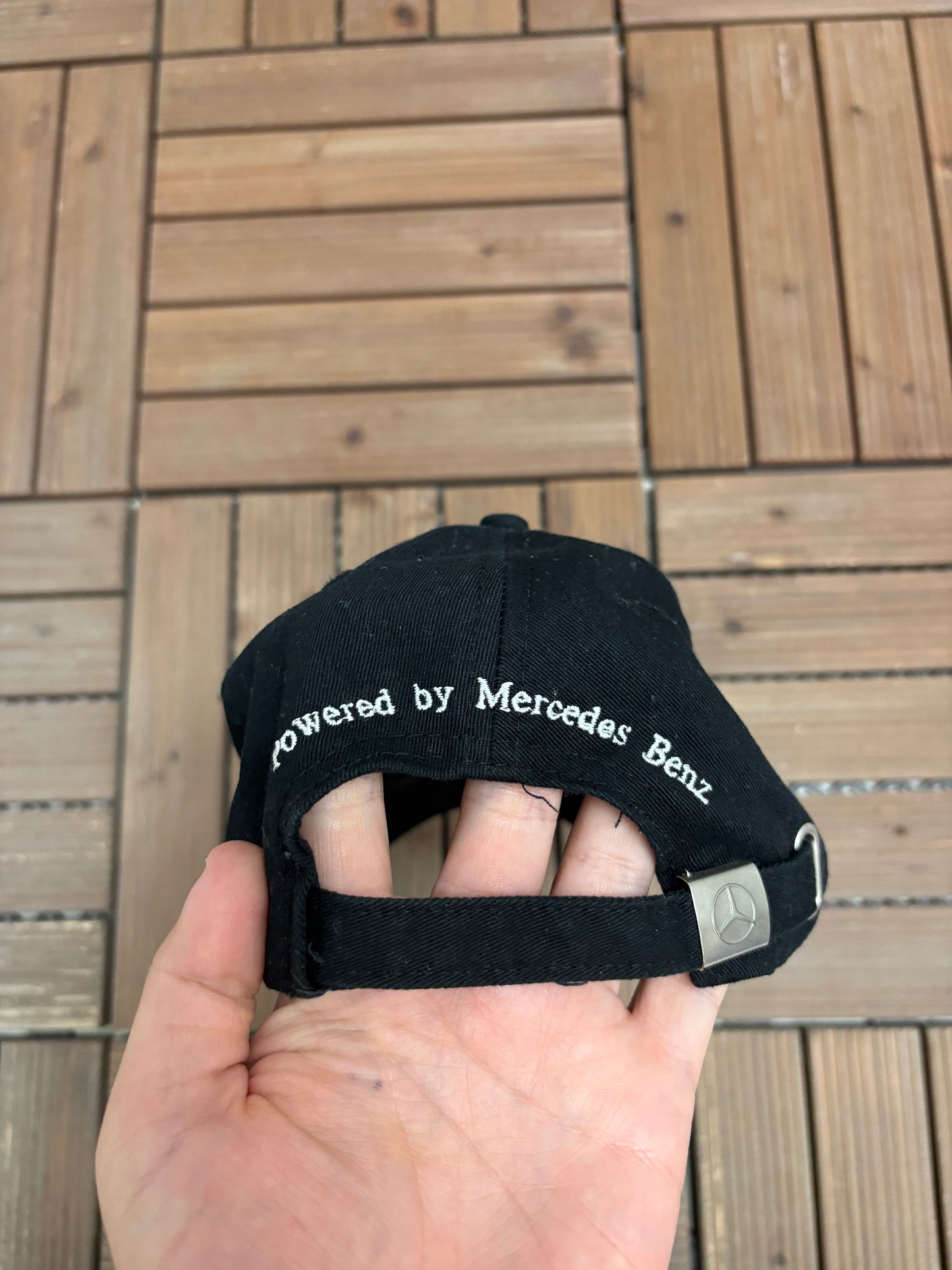 Mercedes-Benz Embroidered Graphic Hat | Metal Clasp | Vintage 2000s Car Promotional Black Cap |