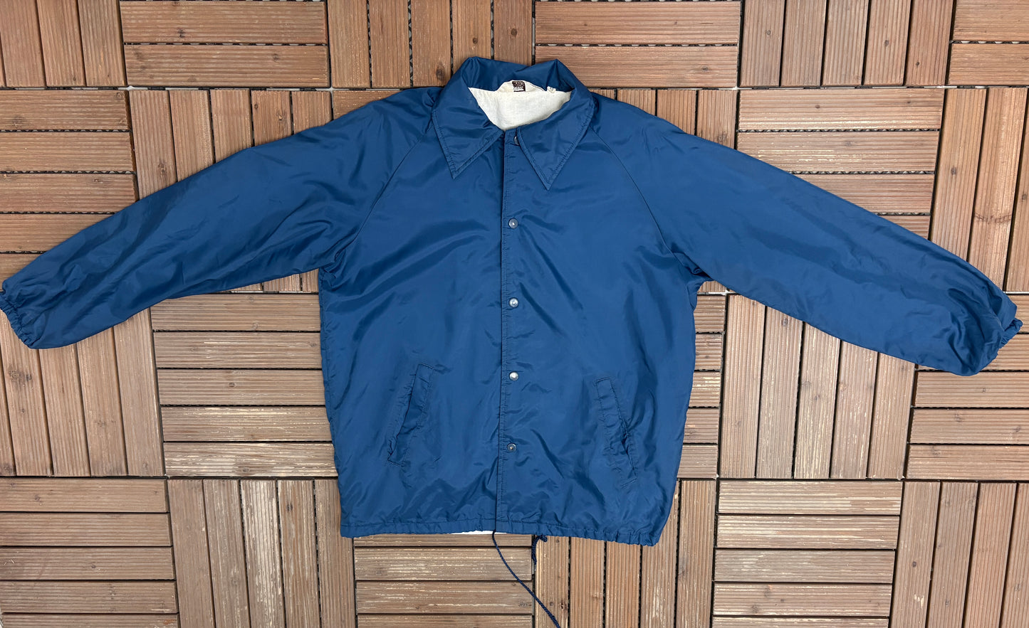 Montgomery Ward Coach Jacket | Size Large | Vintage 1970s Blue Thin Jacket |