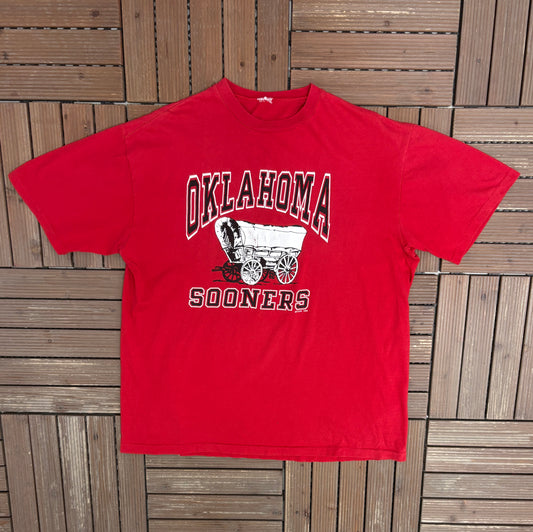 Oklahoma Sooners Graphic Tee | Size X-Large | Vintage 1980s College Red T-Shirt |