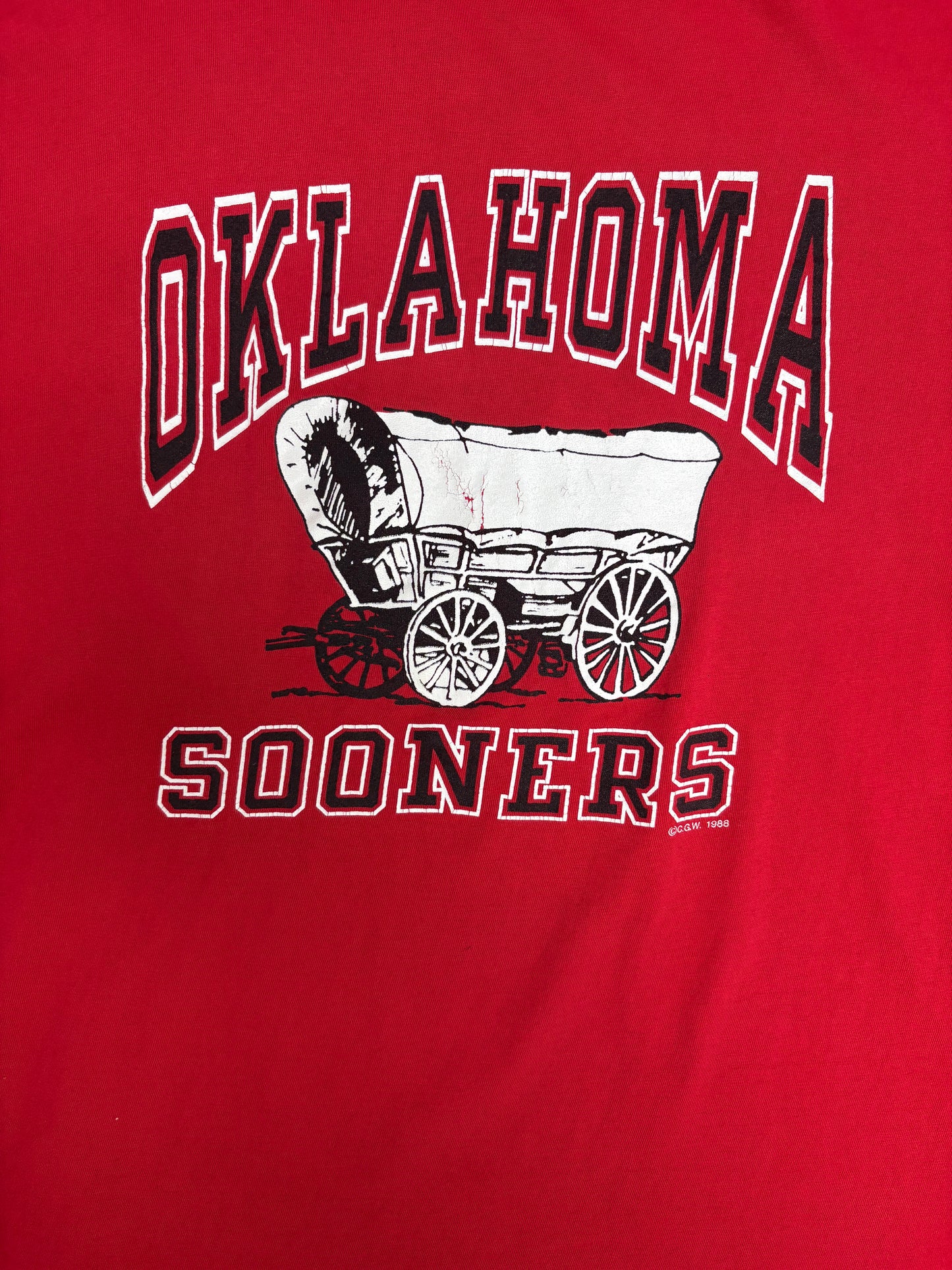 Oklahoma Sooners Graphic Tee | Size X-Large | Vintage 1980s College Red T-Shirt |