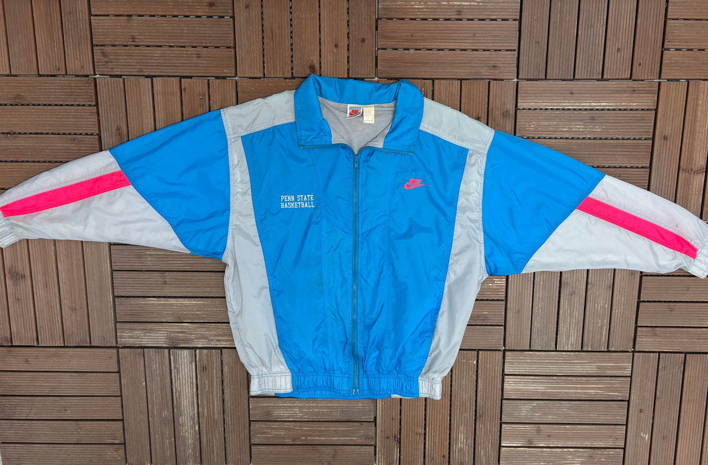 Penn State Nittany Lions Basketball Graphic Windbreaker | Size Large | Vintage 1980s Nike College Blue Windbreaker Jacket |
