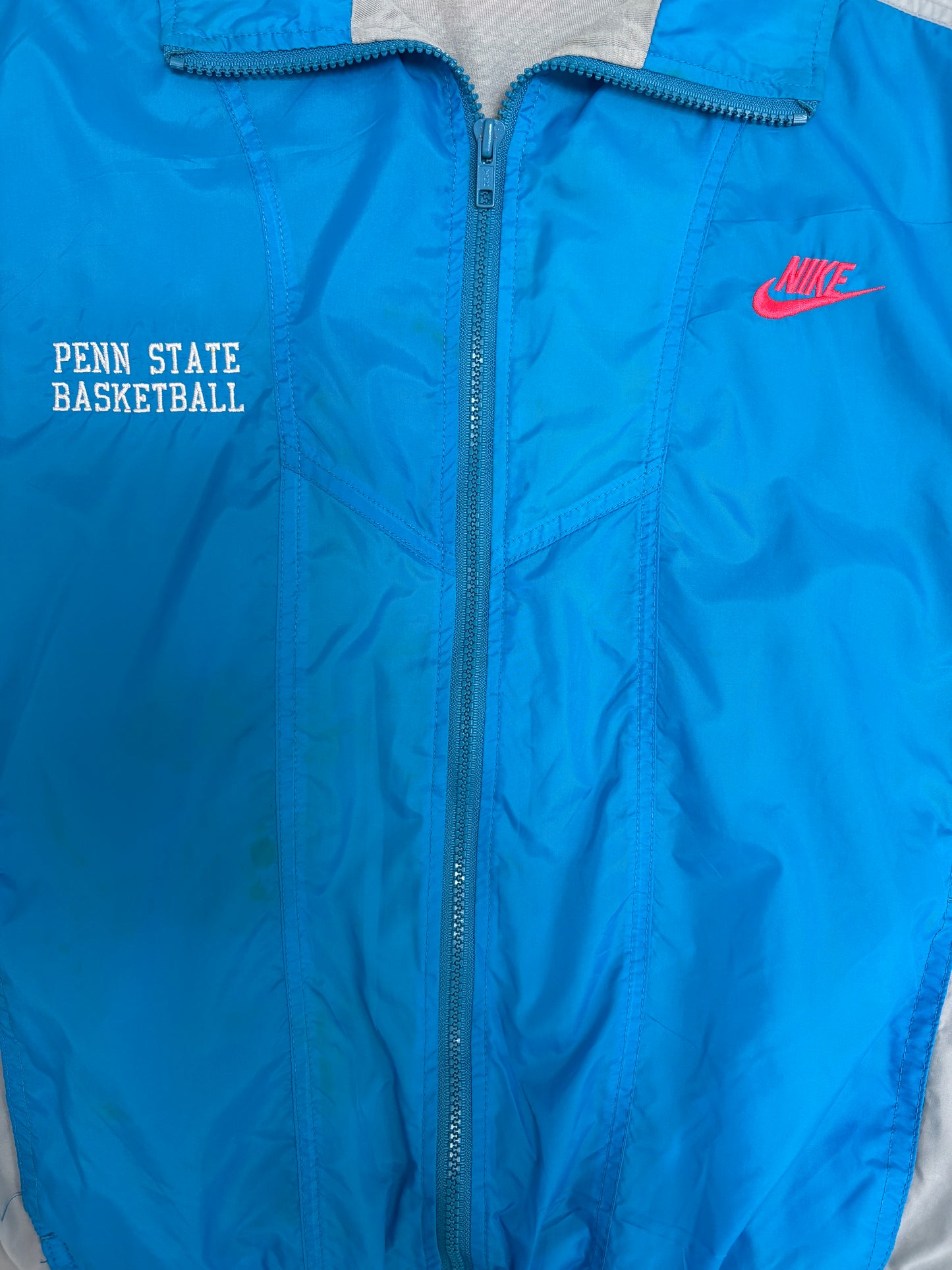 Penn State Nittany Lions Basketball Graphic Windbreaker | Size Large | Vintage 1980s Nike College Blue Windbreaker Jacket |