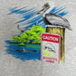 Caution Manatee Area Graphic Tee | Size X-Large | Vintage 1990s Animal Grey T-Shirt |