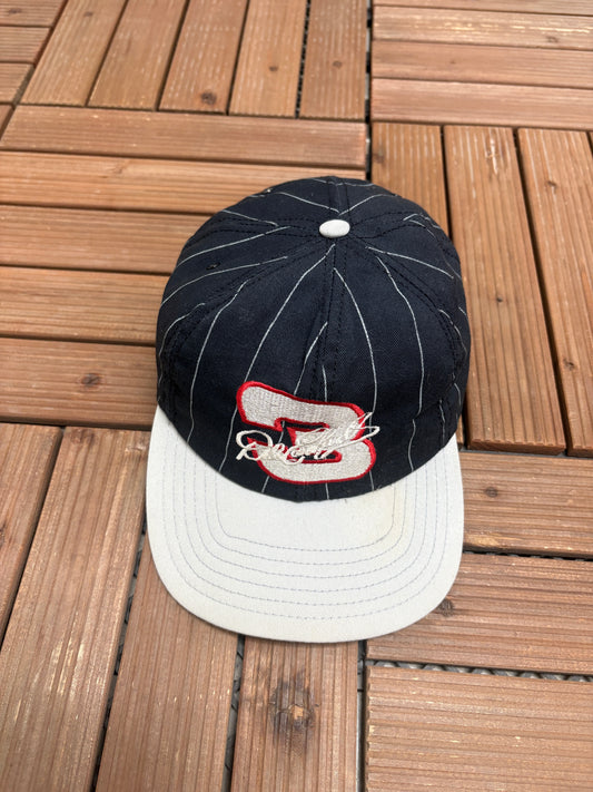 Dale Earnhardt Pinstripe Graphic Hat | Snap Back | Vintage 1990s NASCAR Racing Black Cap |