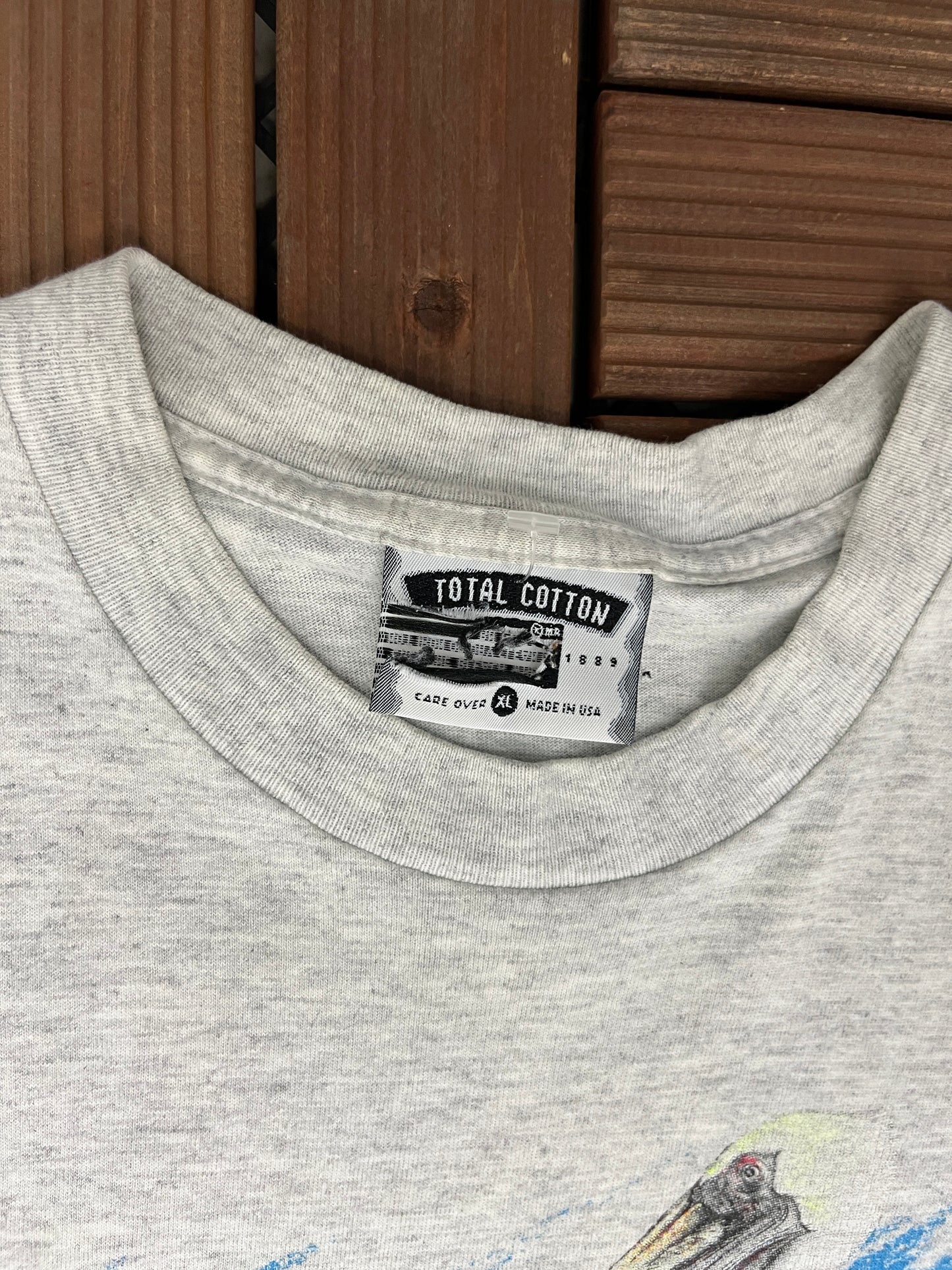 Caution Manatee Area Graphic Tee | Size X-Large | Vintage 1990s Animal Grey T-Shirt |