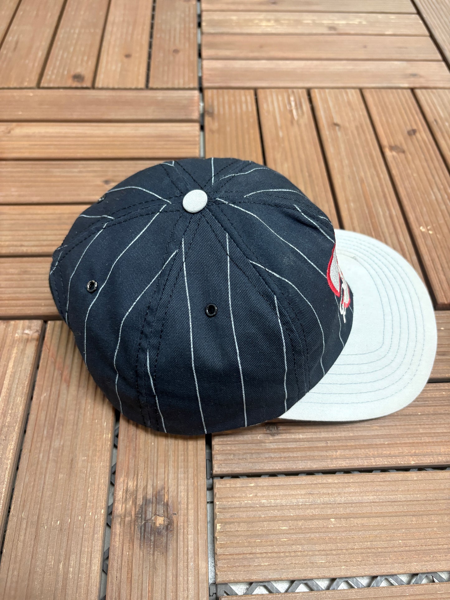 Dale Earnhardt Pinstripe Graphic Hat | Snap Back | Vintage 1990s NASCAR Racing Black Cap |