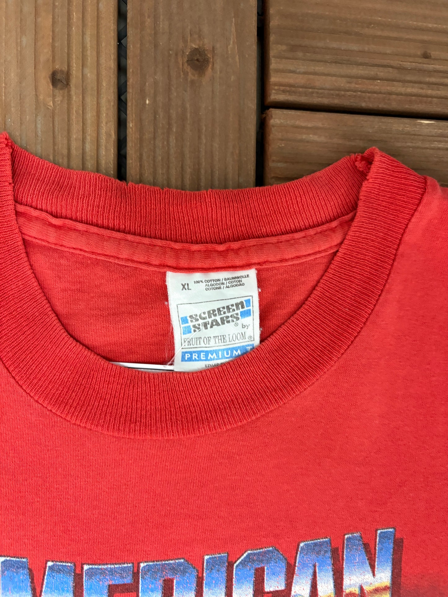 American Wheels Festival 1996 Graphic Tee | Size X-Large | Vintage 1990s Biker Red T-Shirt |