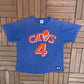 Cleveland Cavaliers Ron Harper Graphic Tee | Size Large | Vintage 1980s Starter NBA Basketball Blue T-Shirt |