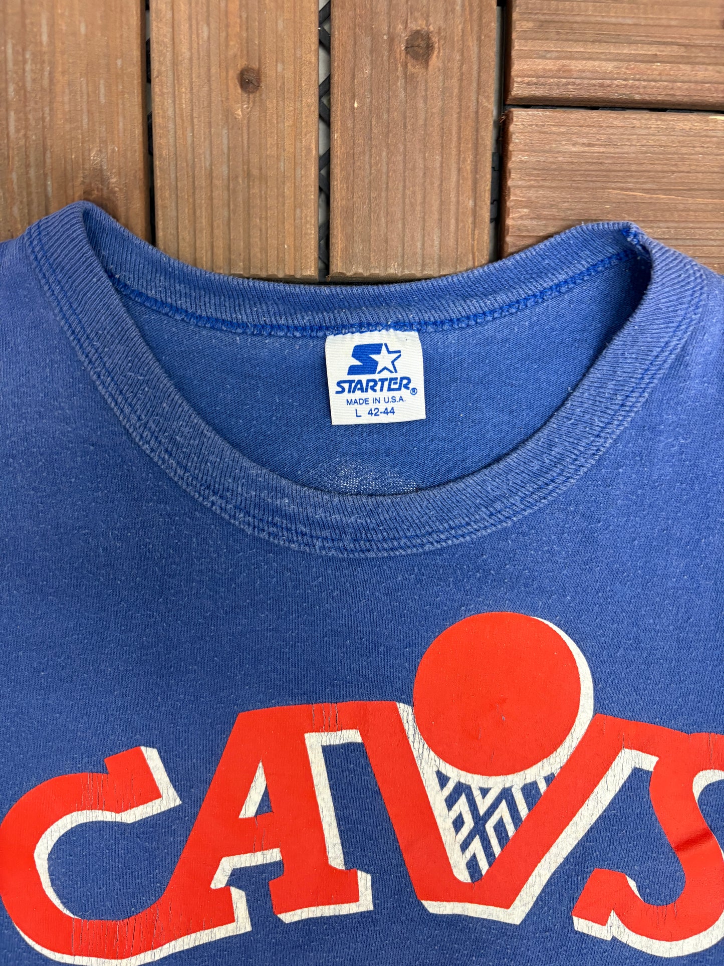 Cleveland Cavaliers Ron Harper Graphic Tee | Size Large | Vintage 1980s Starter NBA Basketball Blue T-Shirt |