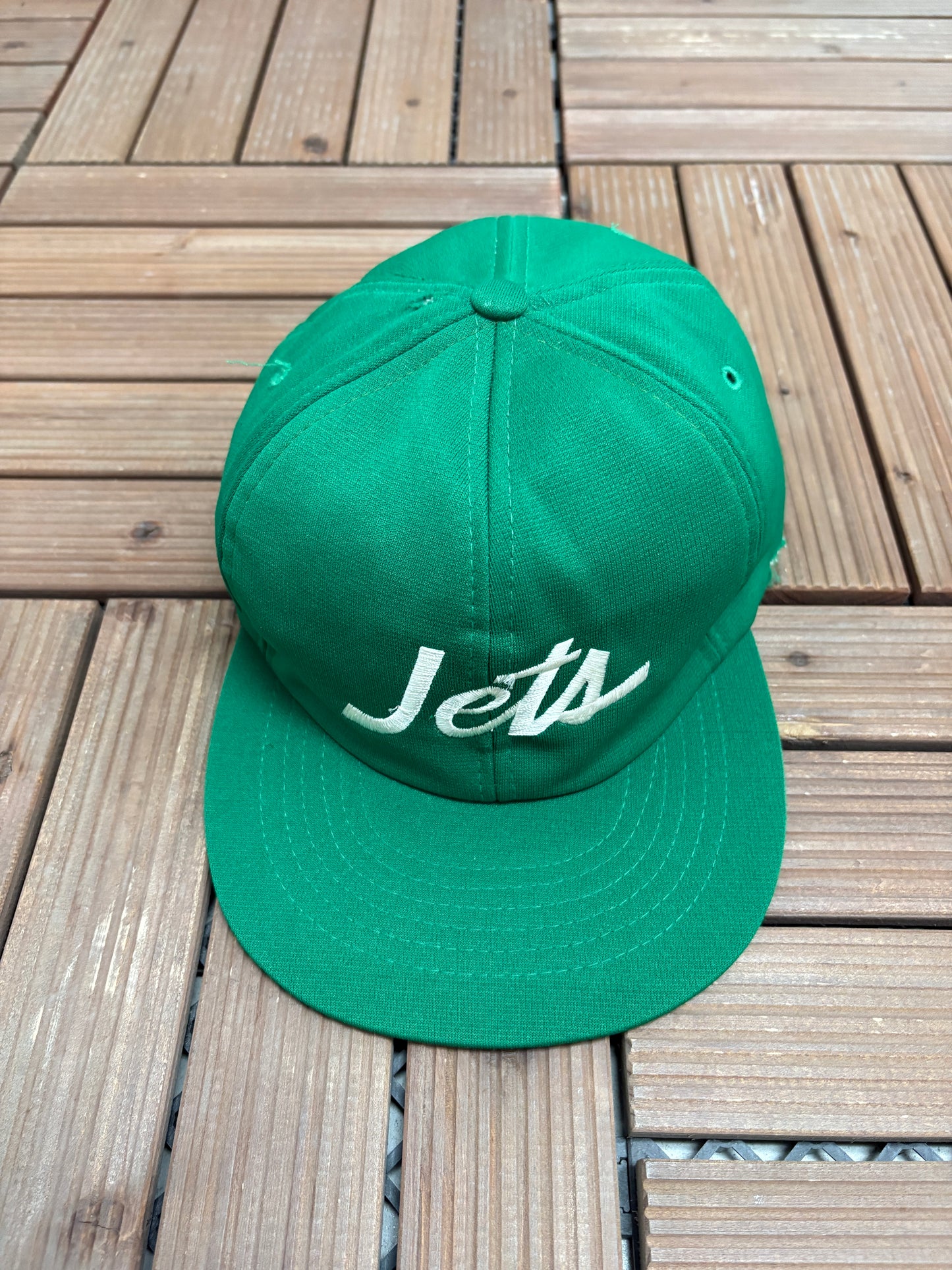 New York Jets Embroidered Graphic Hat | Snap Back | Vintage 1990s NFL Football Green Cap |