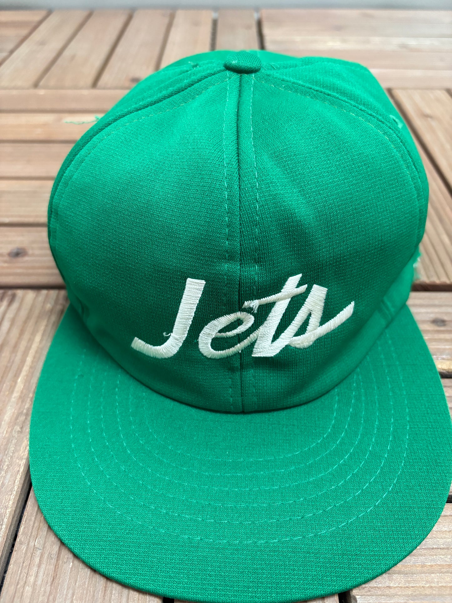 New York Jets Embroidered Graphic Hat | Snap Back | Vintage 1990s NFL Football Green Cap |