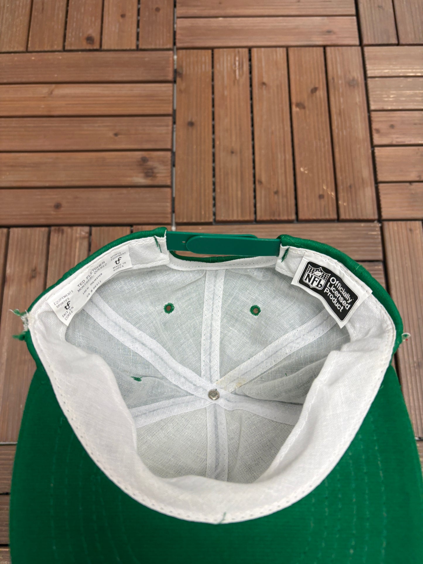 New York Jets Embroidered Graphic Hat | Snap Back | Vintage 1990s NFL Football Green Cap |