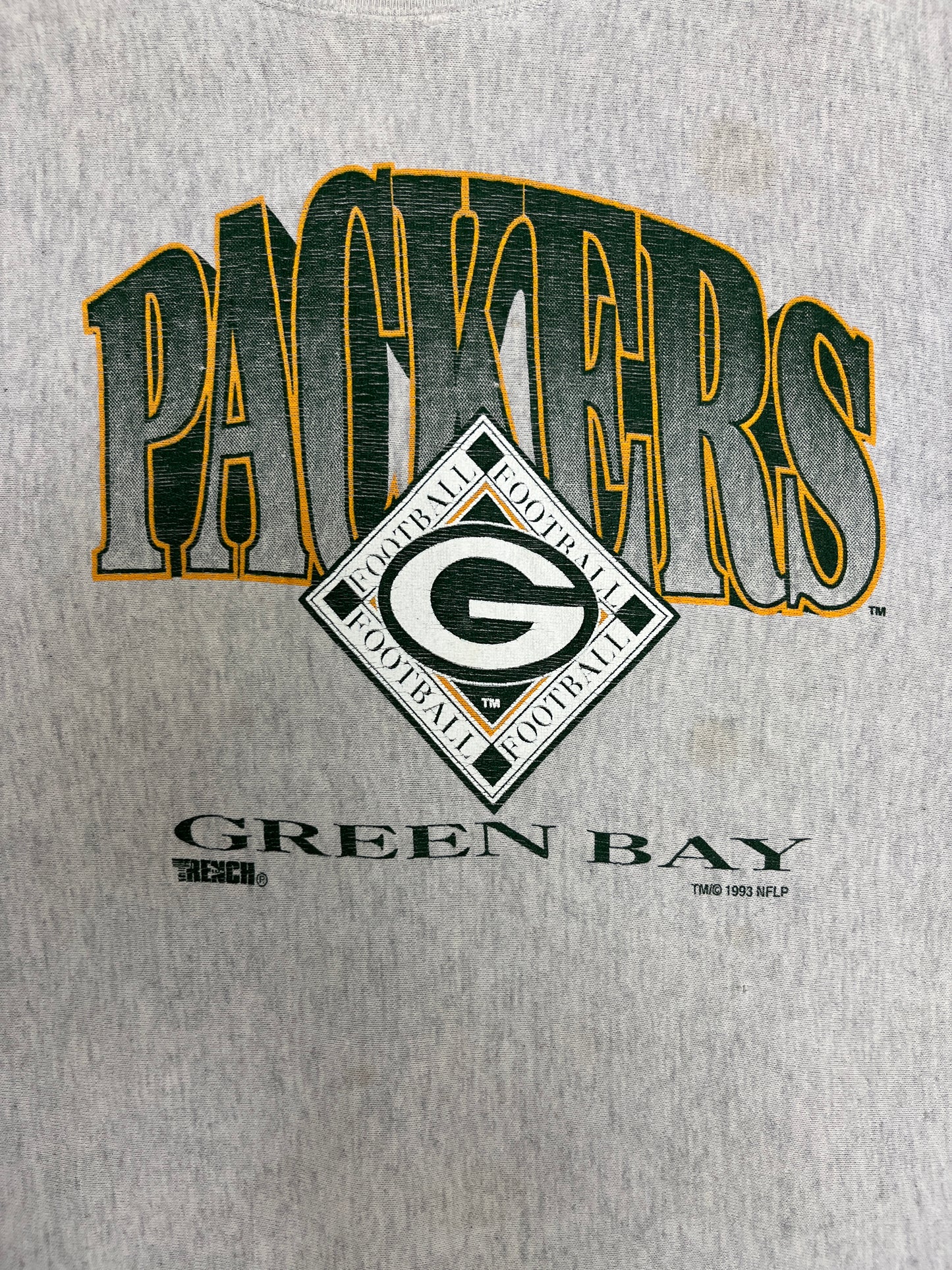 Green Bay Packers Graphic Crewneck | Size Medium | Vintage 1990s NFL Football Grey Sweater |