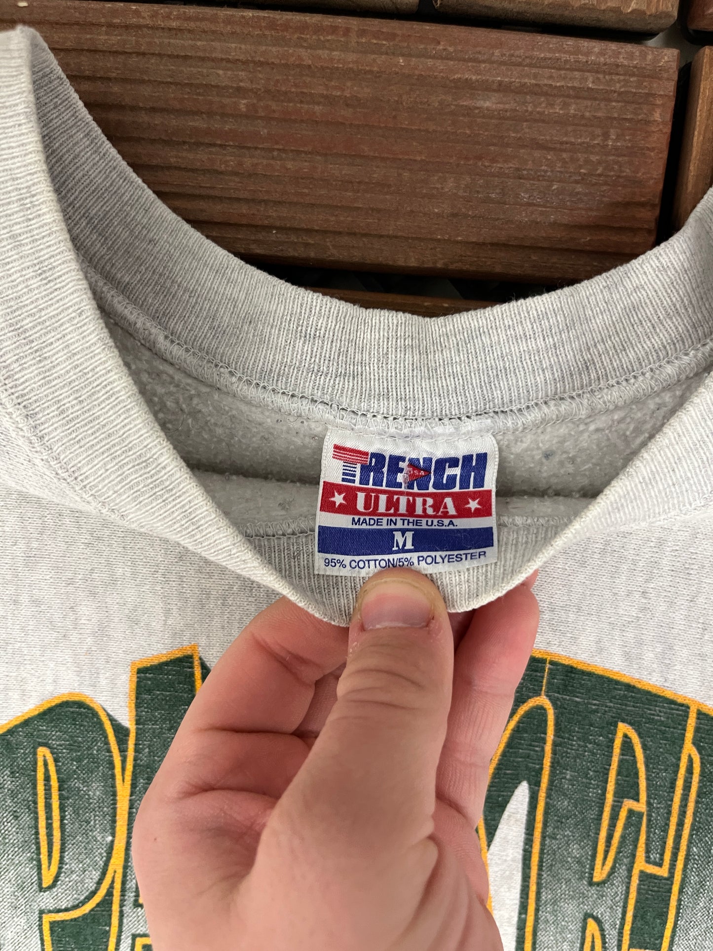 Green Bay Packers Graphic Crewneck | Size Medium | Vintage 1990s NFL Football Grey Sweater |