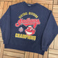Cleveland Indians 1995 Central Division Champions Graphic Crewneck | Size Large | Vintage 1990s MLB Baseball Blue Sweater |