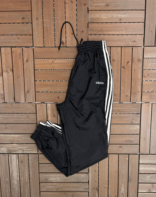 Adidas Striped Graphic Track Pants | Size Medium | Vintage 2000s Black Branded Pants |