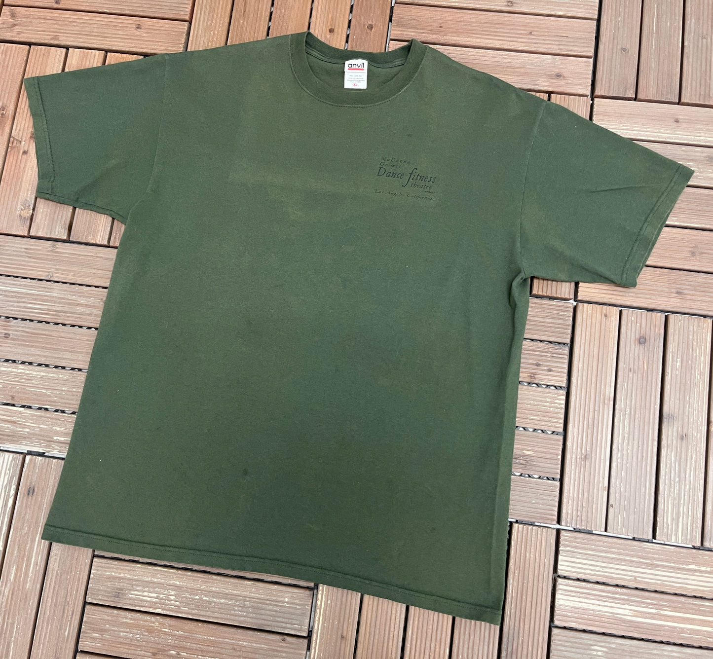 MaDonna Grimes Dance Fitness Graphic Tee | Size X-Large | Vintage 2000s Promotional Green T-Shirt |