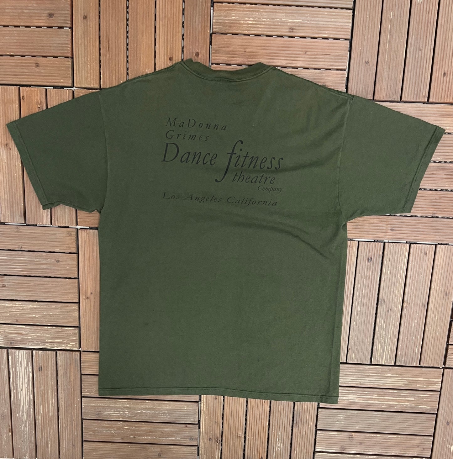 MaDonna Grimes Dance Fitness Graphic Tee | Size X-Large | Vintage 2000s Promotional Green T-Shirt |