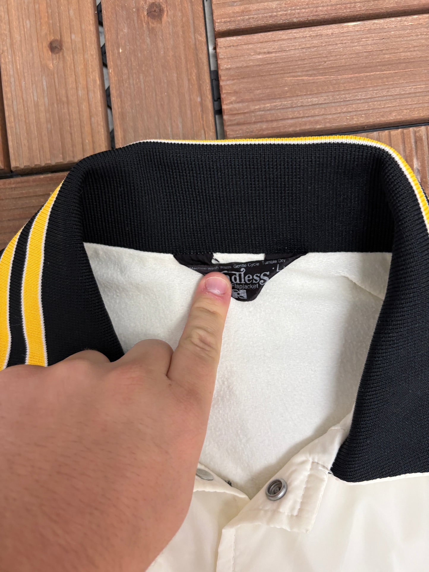 Iowa Hawkeyes Stitched Graphic Jacket | Size Large | Vintage 1980s College White Jacket |