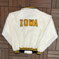 Iowa Hawkeyes Stitched Graphic Jacket | Size Large | Vintage 1980s College White Jacket |