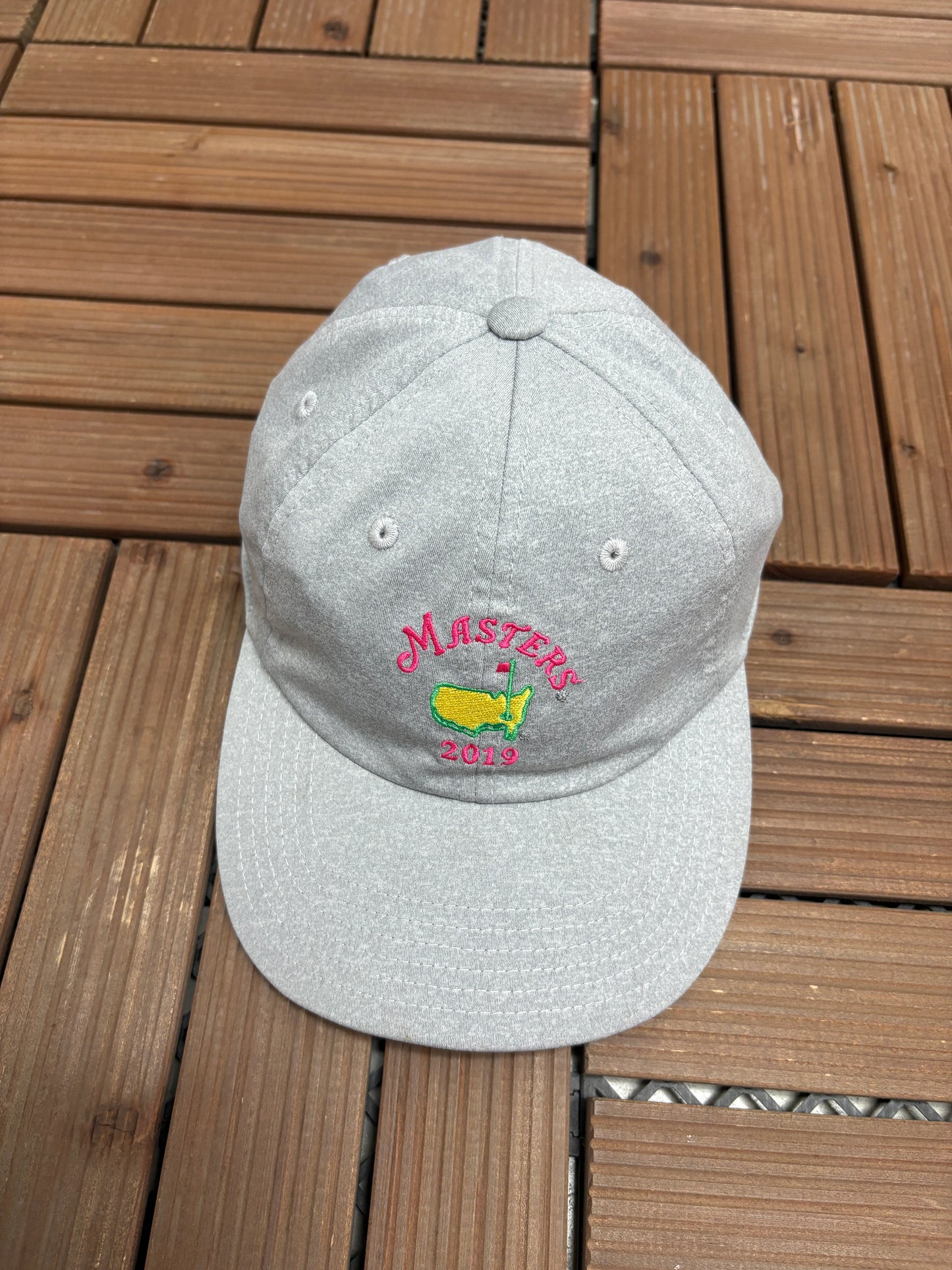 Masters 2019 Embroidered Graphic Hat | Strap Back | 2000s Golf Grey Cap |