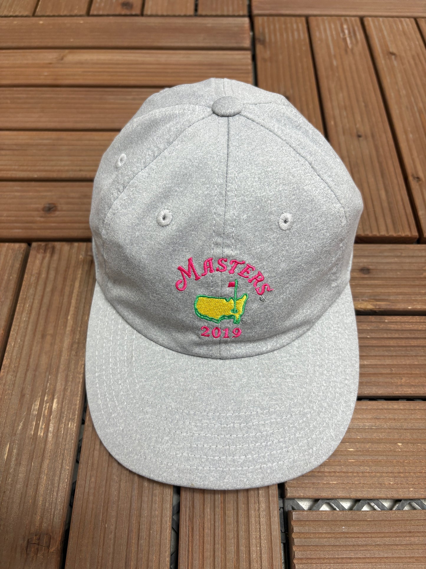 Masters 2019 Embroidered Graphic Hat | Strap Back | 2000s Golf Grey Cap |