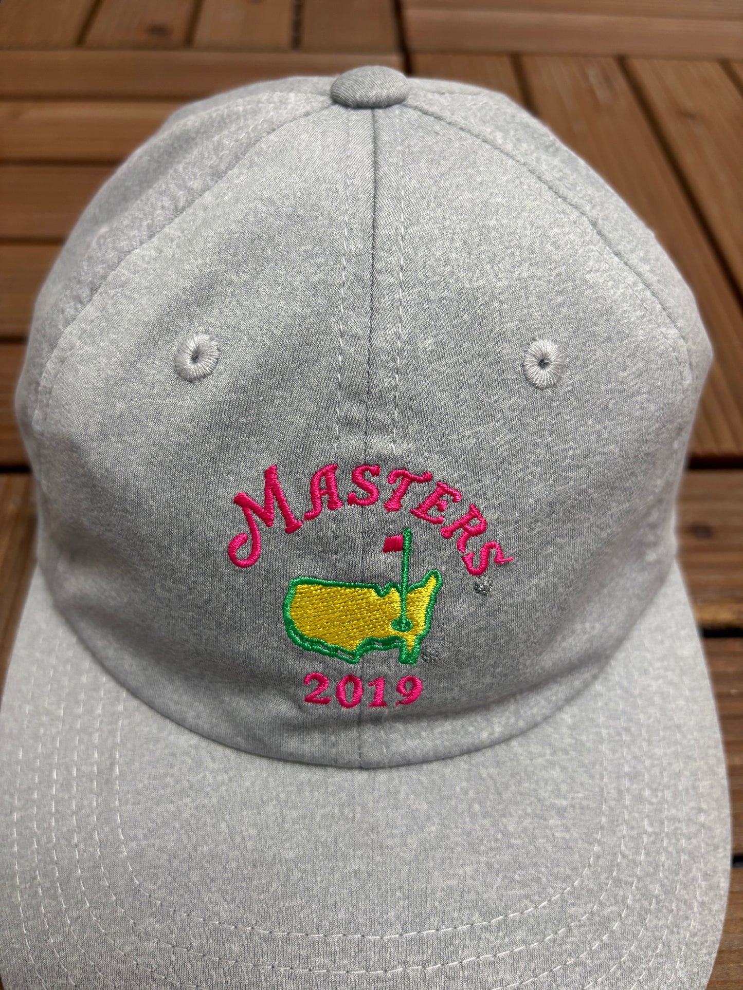 Masters 2019 Embroidered Graphic Hat | Strap Back | 2000s Golf Grey Cap |