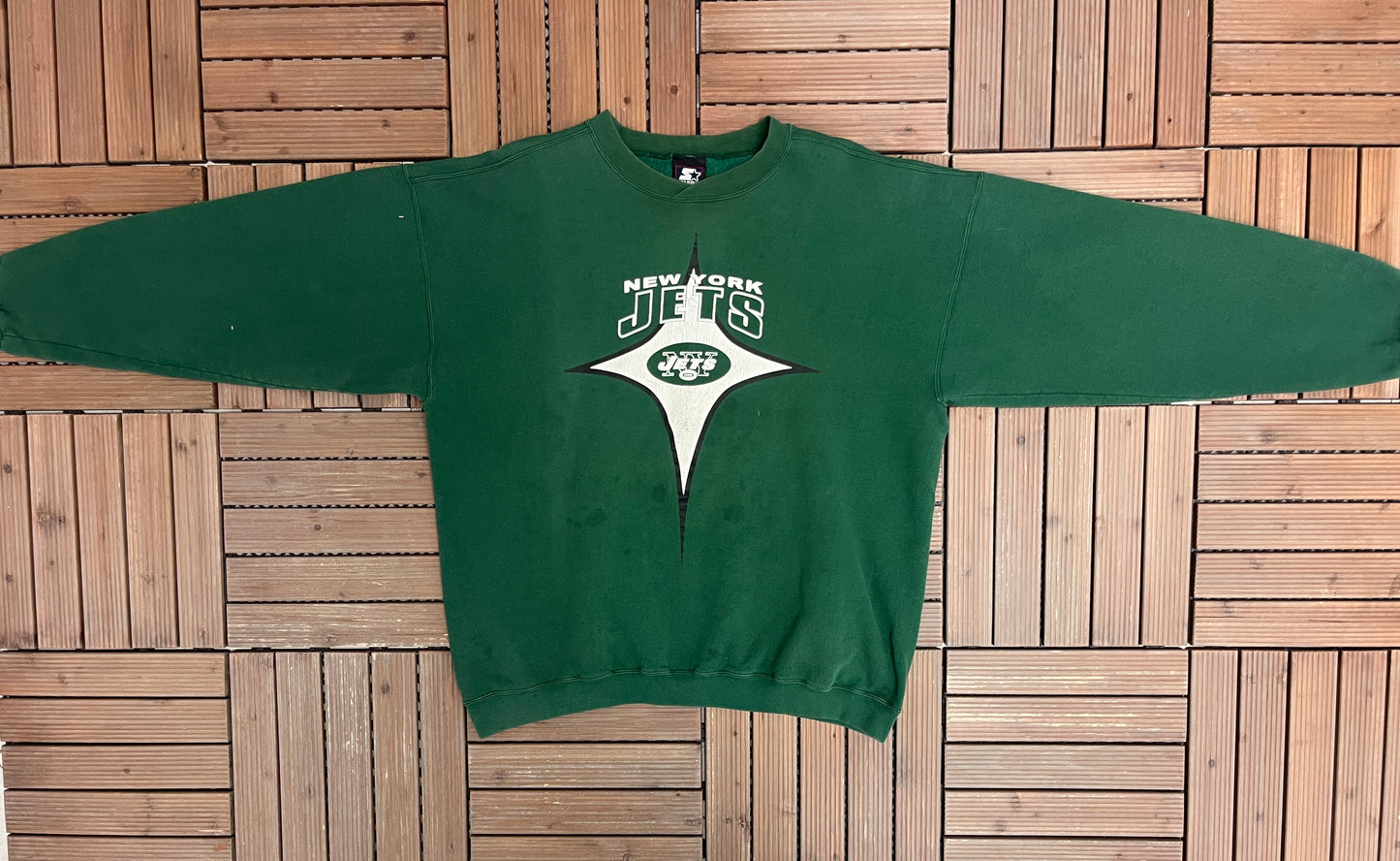 Vintage New York Jets sweatshirt, green NFL embroidered crewneck - XL