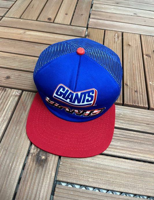 New York Giants Graphic Hat | Snap Back | Vintage 1990s NFL Football Trucker Blue Cap |