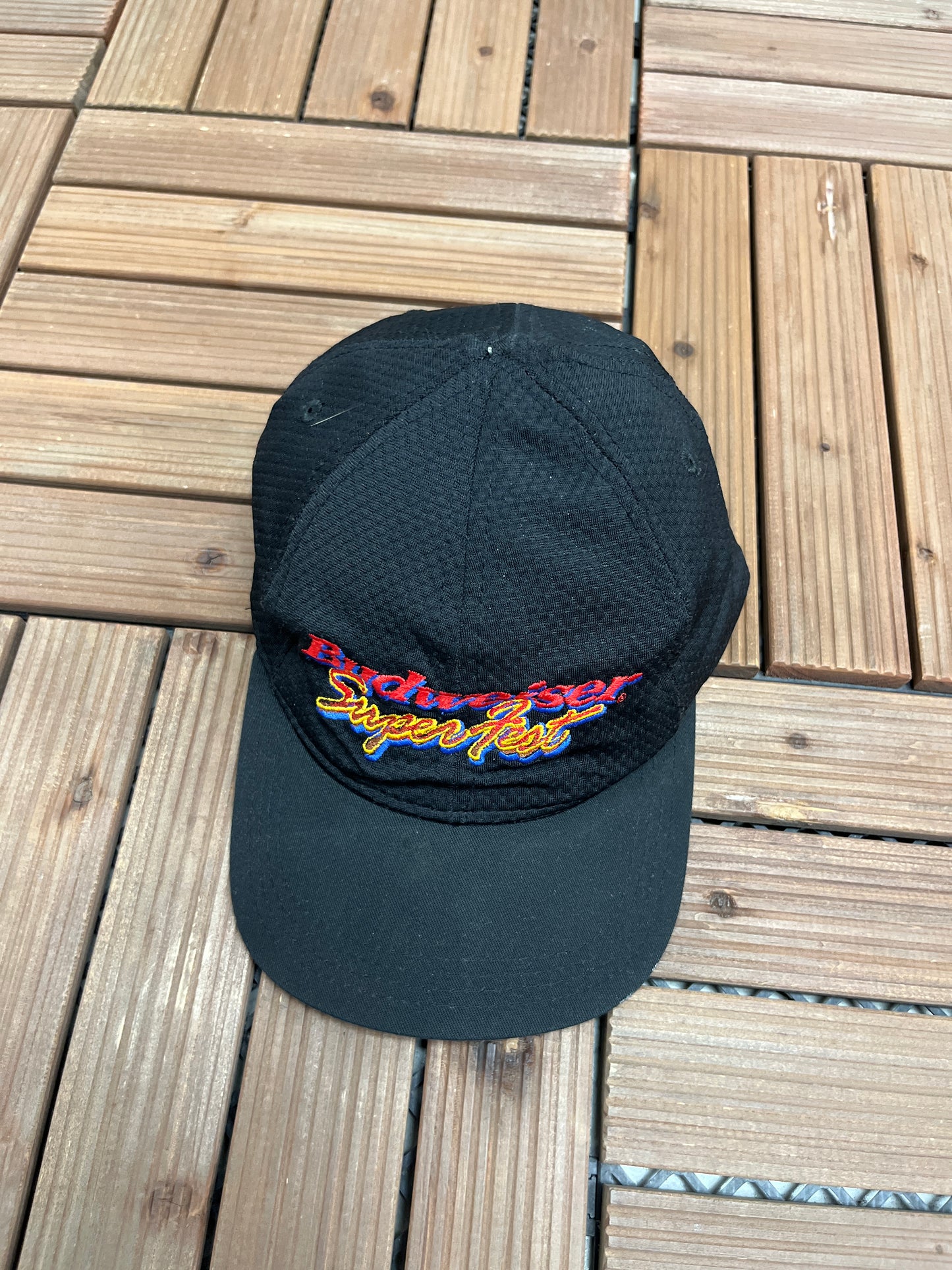 Budweiser Superfest Graphic Hat | Snap Back | Vintage 2000s Promotional Black Cap |