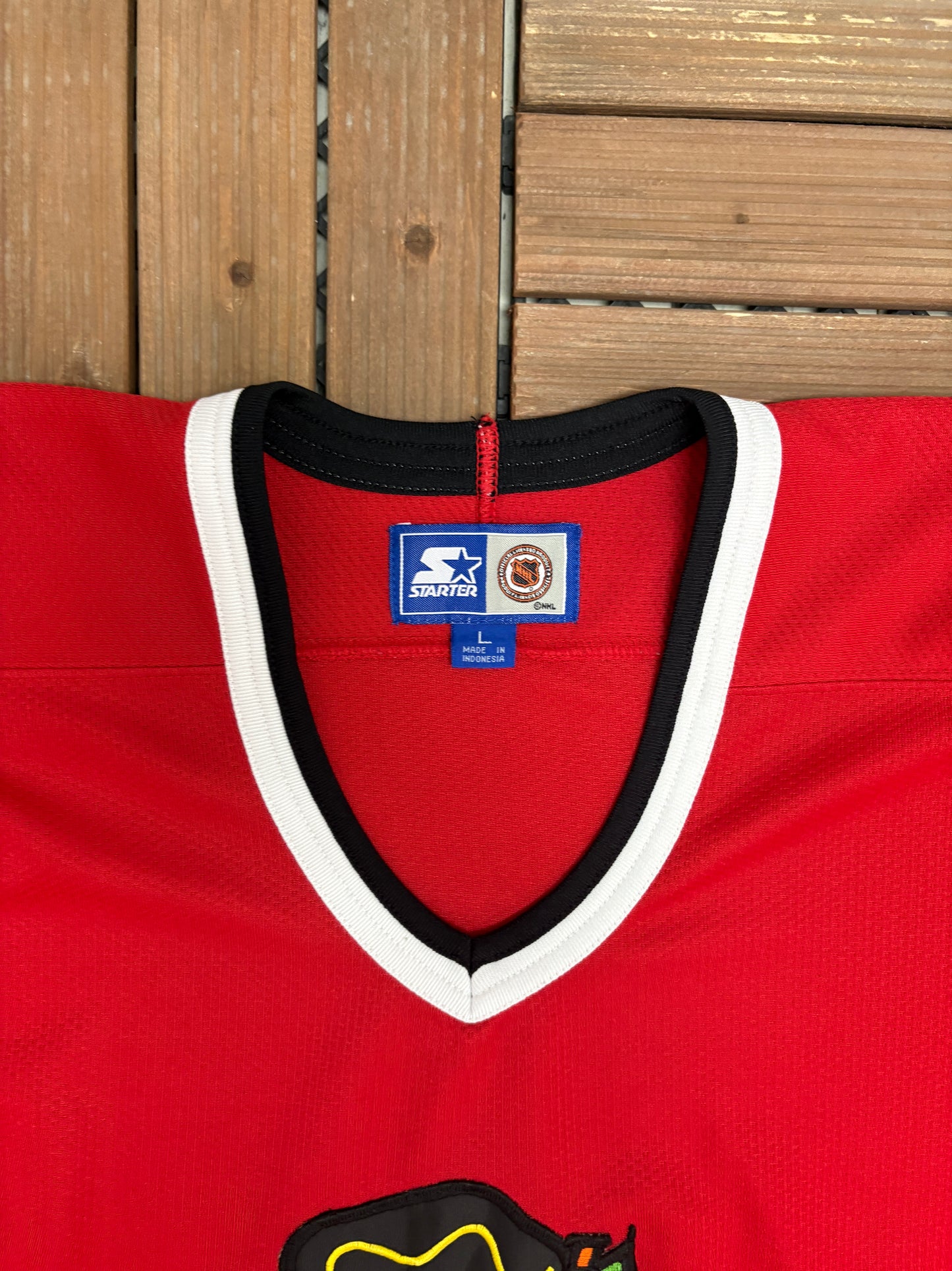Chicago Blackhawks Stitched Hockey Jersey | Size Large | Vintage 1990s Starter NHL Hockey Red Jersey |